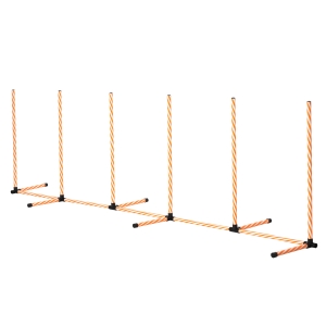 PawHut Hunde Slalomstangen Agility Training für Haustiere Hundetrainigsset Inklusive mit Oxford Tasche Leicht zu tragen Polyester Kunststoff Orange+ Weiß