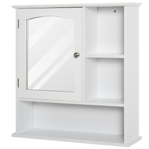 kleankin Spiegelschrank Badschrank Hängeschrank Badmöbel Wandschrank Mehrzweckschrank, Spanplatte+MDF, Weiß, 60 x 18 x 63 cm