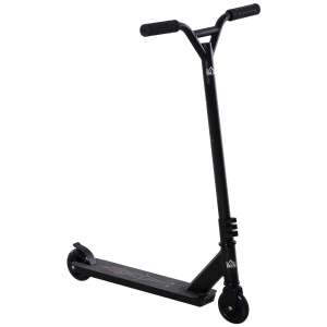 HOMCOM Pro Stunt Scooter, Tretroller, Freestyle Tricks, mit 100mm PU-Rädern, für Kinder und Erwachsene, Alu, Schwarz