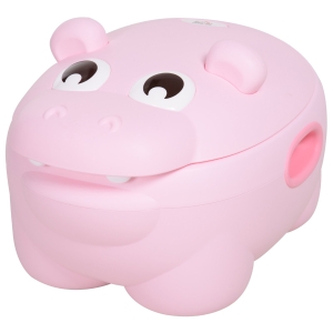 HOMCOM Kindertöpfchen, Kindertoilette, Baby WC mit abnehmbarer Schale, Toilettesitz in Nilpferd Optik, Baby Toilettentrainer für 6-72 Monate, Plastik Rosa 40 x 30 x 23 cm