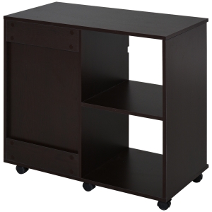 HOMCOM Druckertisch, Druckerständer, Bürowagen, Rollwagen mit Schubladen+Schrank, Spanlatte, Braun, 80 x 40 x 73 cm