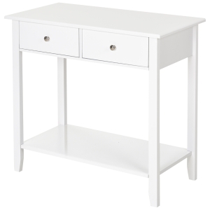 HOMCOM Konsolentisch, Beistelltisch mit 2 Schubladen, Sideboard, Eingang, Massivholz, 80 x 40 x 75 cm