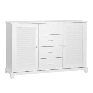 HOMCOM Sideboard Schrank Dielenschrank Badschrank Kommode Lamellentür Weiß 120x40x80cm