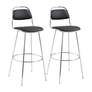 HOMCOM 2-tlg. Barhocker Küchenhocker mit Rückenlehne Kunststoffstifte für Küche Esszimmer Metall PU Schaumstoff Schwarz 42,5 x 48,5 x 104 cm