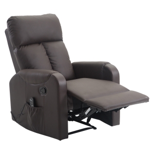 HOMCOM Massagesessel mit Liegefunktion Fußstütze Relaxsessel Fernsehsessel Braun 76,5 x 96 x 106,5 cm