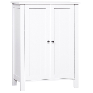 kleankin Badschrank Badezimmerschrank Badregal Kommode Standschrank 2 verstellbare Regale Holz MDF Weiß 60 x 30 x 80 cm