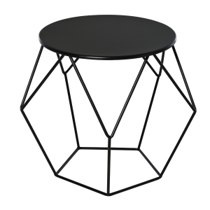 HOMCOM Couchtisch Beistelltisch Satztisch Nachttisch rund Aufbewahrung Metallkorb Wohnzimmer Schlafzimmer 51 x 51 x 44 cm