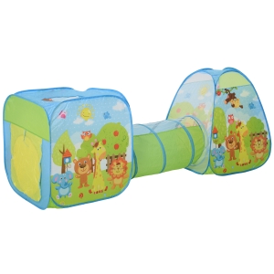 HOMCOM Pop up Kinderspielzelt 3-teiliges Babyzelt Kinderzelt Tunnel Faltbar Polyester 230 x 74 x 93 cm