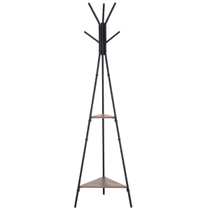 HOMCOM Kleiderständer Kleiderständer mit Verästelung 6 Haken, 2 Ablagen Schwarz Metall 32,5 x 45,5 x 182 cm