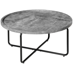 HOMCOM Table basse ronde design métal noir béton ciré