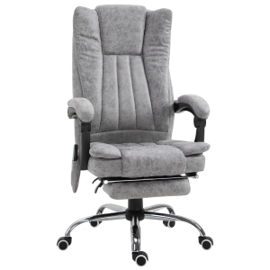Vinsetto® Bürostuhl Massagesessel Heizfunktion Liegefunktion Fußstütze Grau 62 x 67 x 113-120 cm