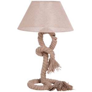 HOMCOM Tischlampe Taulampe Hanfseil Lampenschirm Industrie Vintage E27 40 W Wohnzimmer Schlafzimmer beige 40 x 40 x 65 cm (ohne Leuchtmittel)