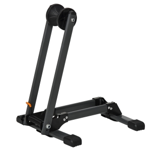 HOMCOM Fahrradständer, Klappbarer Fahrradhalter, Ausstellungsständer, Fahrrad Zubehör, Metall, Schwarz, 39 x 35 x 45,5 cm