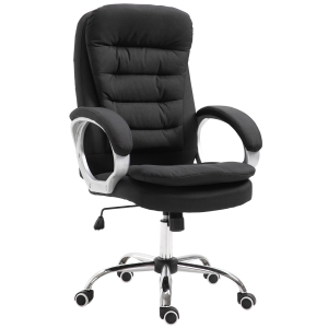 Vinsetto Bürostuhl Drehstuhl 360° Ergonomisch Wippfunktion Höhenverstellbar Schwarz Leinen 64 x 75 x 103-111 cm