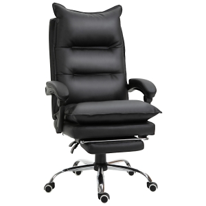 Vinsetto höhenverstellbarer Bürostuhl mit Fußstütze Kunstleder Schwarz 66 x 72 x 122-130 cm