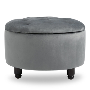 HOMCOM Luxus Hocker, Sitzhocker mit Stauraum, Polsterhocker, Polyester, Holz, Dunkelgrau, 61 x 61 x 41,5 cm