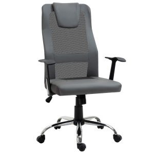 Vinsetto Bürostuhl Drehstuhl höhenverstellbar Chefsessel Schreibtischstuhl ergonomisch PU Grau 66 x 73 x 108-118 cm