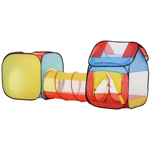 HOMCOM® Rozkładany namiot do zabawy dla dzieci 3-częściowy namiot dziecięcy składany tunel poliester 230 x 70 x 89 cm