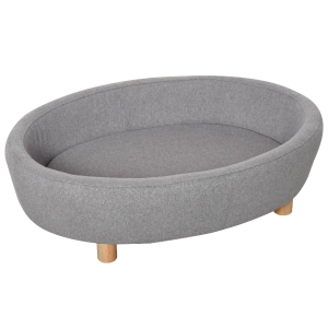 PawHut Hundesofa Haustiersofa Oval morderne Gebürstetes Stoff für mittelgroßen Hunde und Katzen 81 x 61 x 24 cm Grau