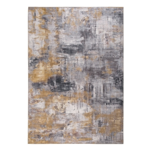 Homcom Teppich pfegeleicht Kurzflor Grau-Gelb 170 x 120 x 0,7 cm