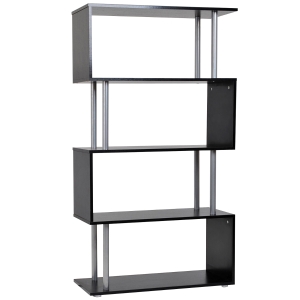 HOMCOM Standregal 4 Fächer Raumteiler Eckregal Wandregal Büroregal Schwarz 80x30x145 cm
