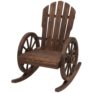Outsunny® Schaukelstuhl Relaxstuhl Gartenstuhl Schwingsessel Rollen-Design Holz Braun