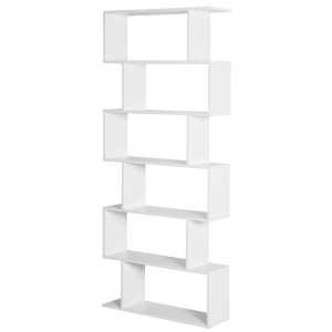 HOMCOM Bücherregal Wandregal Raumteiler mit 6 Fächern Standregal Aktenregal Weiß L80 x B23 x H192 cm