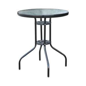 Outsunny Gartentisch Balkontisch Bistrotisch Glastisch Beistelltisch Metall+Sicherheitsglas ∅60xH70cm