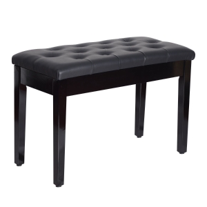 HOMCOM Klavierhocker Klavierbank traditionellen Landhausstil kosmetischer Hocker Stauraum Gummiholz Kunstleder Schwarz 76 x 36 x 50 cm