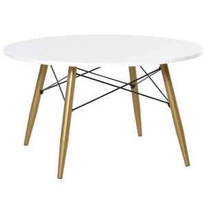 HOMCOM Couchtisch Wohnzimmertisch Beistelltisch Kaffeetisch Teetisch Nachttisch rund Holz + Metall Natur + Weiß Ø80 x H45 cm