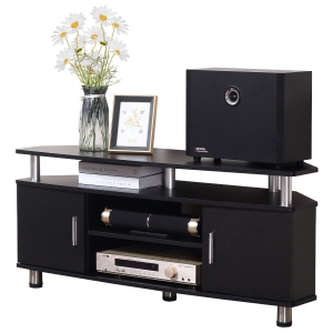 Homcom Meuble TV Multi-Rangements 2 portes Noir 120 x 40 x 52 cm