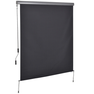 Outsunny Senkrechtmarkise Balkonmarkise Vertikalmarkise Windschutz Seitenrollo Sichtschutz mit Handkurbel Polyester+Aluminium Dunkelgrau 160 x 250 cm