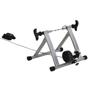 HOMCOM Rollentrainer Fahrradtrainer Fahrrad Heimtrainer Magnetbremse klappbar verstellbar 26"-28" oder 700C Stahl Silber 54,5 x 47,2 x 39,1 cm
