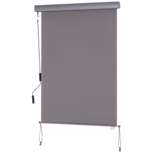 Outsunny Senkrechtmarkise Balkonmarkise Vertikalmarkise Windschutz Seitenrollo Sichtschutz mit Handkurbel Polyester+Aluminium Grau 100 x 140 cm