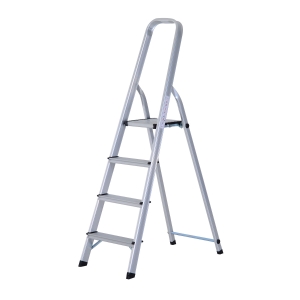 HOMCOM Stehleiter Aluleiter Klapptritt Trittleiter Haushaltsleiter Leiter Stufenleiter 4 – 5 Stufen (4 Stufen)