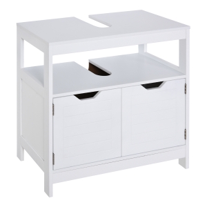 kleankin Waschbeckenunterschrank moderner Badschrank Badmöbel Badezimmerschrank mit Doppeltür Waschbecken Unterschrank Weiß 60 x 30 x 60 cm