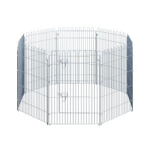 PawHut Freilaufgehege Welpenauslauf Welpenzaun Laufstall Welpengitter für Tiere 8-teilig B63 x H91 cm