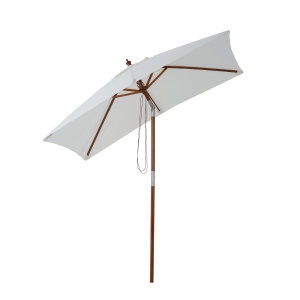 Outsunny Sonnenschirm 3-stufige Neigung Holz Cremeweiß 200 x 150 x 230 cm