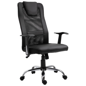 Vinsetto Bürostuhl Drehstuhl höhenverstellbar Chefsessel Schreibtischstuhl ergonomisch PU schwarz 66 x 73 x 108-118 cm