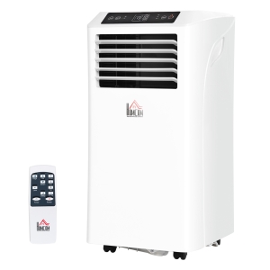 HOMCOM Mobile Klimaanlage, 2,9 kW 3-in-1 Klimagerät - Kühlen, Entfeuchtung und Ventilation – Luftentfeuchter, Ventilator 12-18㎡ mit Fernbedienung, 24h Timer, 2 Geschwindigkeitsstufen, LED-Display, ABS