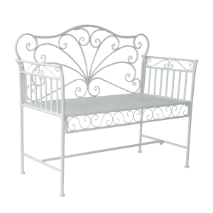 Outsunny® Gartenbank 2-Sitzer Sitzbank Blumenbank Parkbank Gartenmöbel Metall Weiß