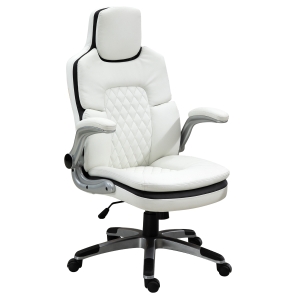 Vinsetto Ergonomischer Bürostuhl mit klappbare Armlehnen, Höhenverstellbarer Schreibtischstuhl mit Wippfunktion, Drehstuhl, PU, 69 x 67 x 113-121 cm