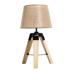 HOMCOM Tischleuchte Tischlampe Nachttischlampe E27 Leinenoptik, Kiefer+Polyester, 24x24x45cm (Beige)