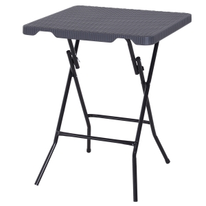 Outsunny Falttisch Klapptisch Gartentisch klappbar Beistelltisch Balkontisch Picknicktisch Campingtisch Kunststoff + Metall Dunkelbraun 60 x 60 x 74 cm