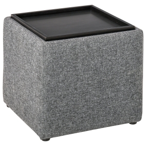 HOMCOM Sitzhocker mit Stauraum, Fußhocker, Polsterhocker, Aufbewahrungsbox, Deckel Abnehmbar, Leinen, Dunkelgrau, 42 x 42 x 41 cm