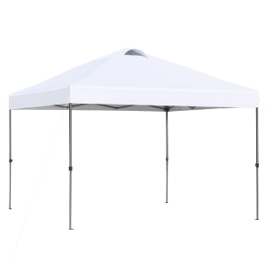 Outsunny Garten-Pavillon Faltpavillon Pop-up Festzelt Gartenzelt inkl. Heringe Abspannseile Oxford Weiß 3 x 3 x 2,55 m