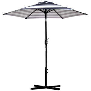 Outsunny Sonnenschirm Gartenschirm Terrassenschirm Gestell Stahl im Freien Blauer Streifen Ø230 x 216 cm