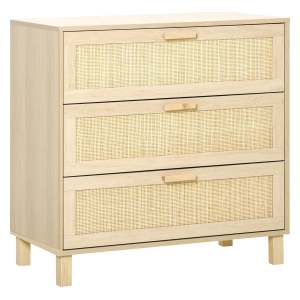 HOMCOM® Schubladenschrank Beistellschrank mit 3 Schubladen Kommode MDF Natur