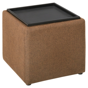 HOMCOM Sitzhocker mit Stauraum, Fußhocker, Polsterhocker, Aufbewahrungsbox, Deckel Abnehmbar, Leinen, Braun, 42 x 42 x 41 cm