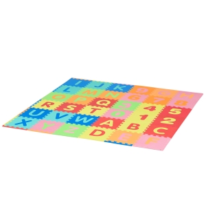 HOMCOM Kinder Puzzlematte mit Buchstaben und Zahlen 182,5 cm x 182,5 cm x 1 cm